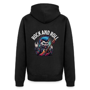 Cat Guitariste de Rock and Roll - Veste à capuche bio Premium Unisexe - noir - Dos - Nico (187cm)