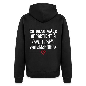 Amour. Ce beau male appartient à une femme - Veste à capuche bio Premium Unisexe - noir - Dos - Nico (187cm)