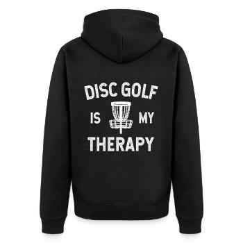 Disc Golf is my Therapy Disc Golf Disc Golf Player - Unisex Premium Organic Zip Hoodie - black - Back - Nico (187cm)