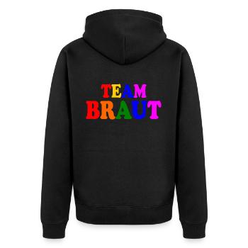 Team braut - Unisex Premium Bio Zip Hoodie - Schwarz - Hinten - Nico (187cm)
