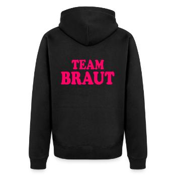 Team braut - Unisex Premium Bio Zip Hoodie - Schwarz - Hinten - Nico (187cm)