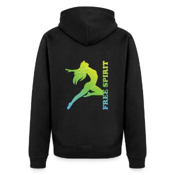 Free Spirit - Unisex Premium Bio Zip Hoodie - Schwarz - Hinten - Nico (187cm)