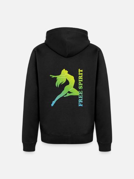 Free Spirit - Unisex Premium Bio Zip Hoodie - Schwarz