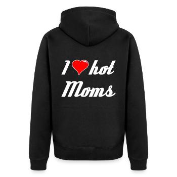 J’aime les mamans chaudes J’aime les mamans les hommes les papas - Veste à capuche bio Premium Unisexe - noir - Dos - Nico (187cm)