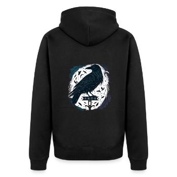 Nordischer Rabe skandinavische Runen Geschekidee - Unisex Premium Bio Zip Hoodie - Schwarz - Hinten - Nico (187cm)