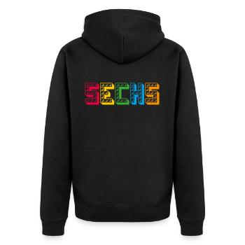 Kinder 6 Jahre Bausteine 6. Geburtstag - Unisex Premium Bio Zip Hoodie - Schwarz - Hinten - Nico (187cm)