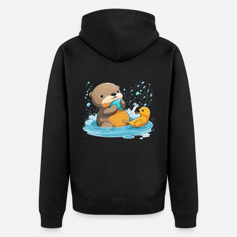 Loutre de canard en caoutchouc - Veste à capuche bio Premium Unisexe - noir