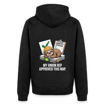 My Union Rep Approved This Nap Labor Day - Unisex Premium Bio Zip Hoodie - Schwarz - Hinten - Nico (187cm)