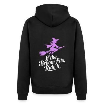 If the Broom Fits Ride It Halloween - Unisex Premium Bio Zip Hoodie - Schwarz - Hinten - Nico (187cm)
