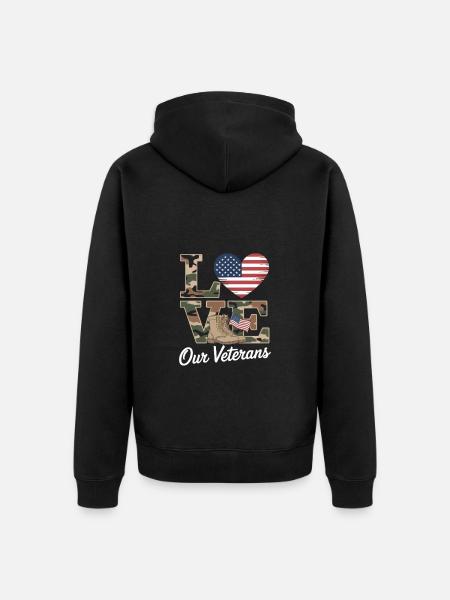 Love Our Veterans Veterans Day - Unisex Premium Organic Zip Hoodie - black