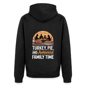 Tarte à la dinde et temps maladroit en famille Thanksgiving - Veste à capuche bio Premium Unisexe - noir - Dos - Nico (187cm)