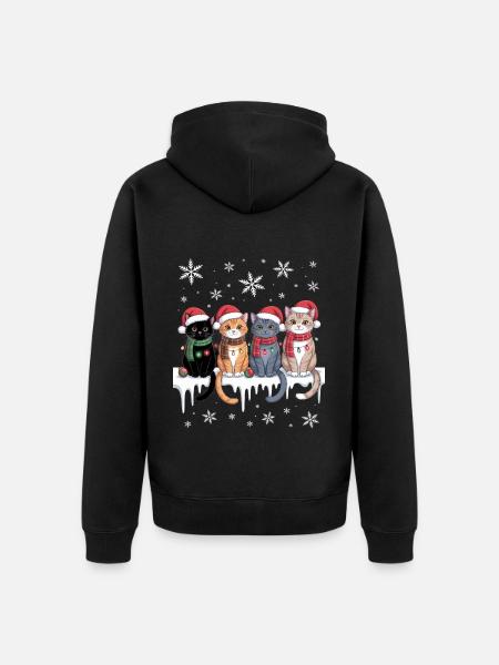 Chat mignon renne Noël - Veste à capuche bio Premium Unisexe - noir