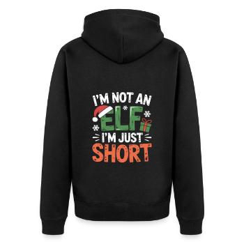 No Im Not An Elf Im Just Short Christmas - Unisex Premium Organic Zip Hoodie - black - Back - Nico (187cm)