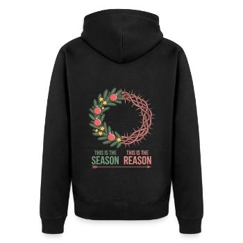 This Is The Season This Is The Reason Christmas - Unisex Premium Organic Zip Hoodie - black - Back - Nico (187cm)