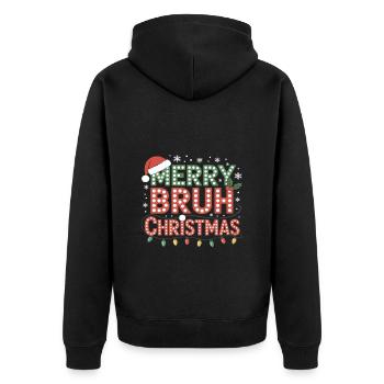Merry Christmas Bruh Funny Christmas - Unisex Premium Organic Zip Hoodie - black - Back - Nico (187cm)