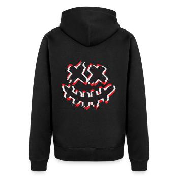 Smile X - Unisex Premium Organic Zip Hoodie - black - Back - Nico (187cm)