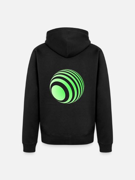 Boule 3D avec rayures vertes - Veste à capuche bio Premium Unisexe - noir