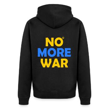 No more war - Unisex Premium Organic Zip Hoodie - black - Back - Nico (187cm)