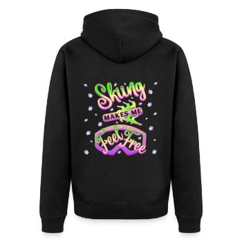 Beim Skifahren fühle ich mich frei – 2 - Unisex Premium Bio Zip Hoodie - Schwarz - Hinten - Nico (187cm)