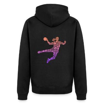 Symboles de handball filles femmes handballeur - Veste à capuche bio Premium Unisexe - noir - Dos - Nico (187cm)