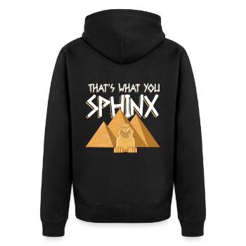 That's What You Sphinx - Unisex Premium Bio Zip Hoodie - Schwarz - Hinten - Nico (187cm)