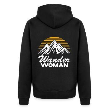 Wander Woman Berge Wanderer Wandern Geschenk Frau - Unisex Premium Bio Zip Hoodie - Schwarz - Hinten - Nico (187cm)