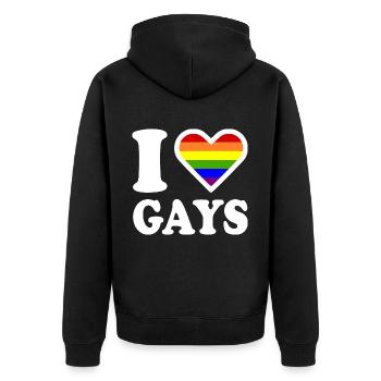 I love gays - Veste à capuche bio Premium Unisexe - noir - Dos - Nico (187cm)