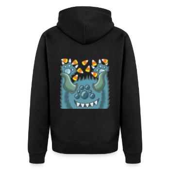 monstre moelleux joyeux - Veste à capuche bio Premium Unisexe - noir - Dos - Nico (187cm)
