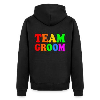 Team groom - Unisex Premium Bio Zip Hoodie - Schwarz - Hinten - Nico (187cm)