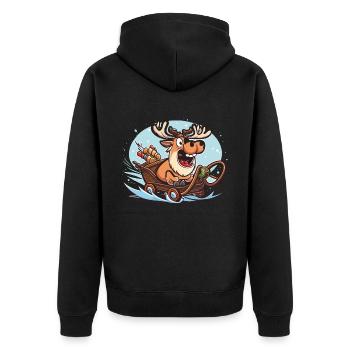 Dasher der Fahrer - Unisex Premium Bio Zip Hoodie - Schwarz - Hinten - Nico (187cm)