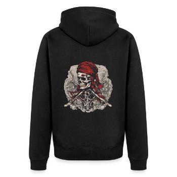 Pirate Skull - Unisex Premium Bio Zip Hoodie - Schwarz - Hinten - Nico (187cm)