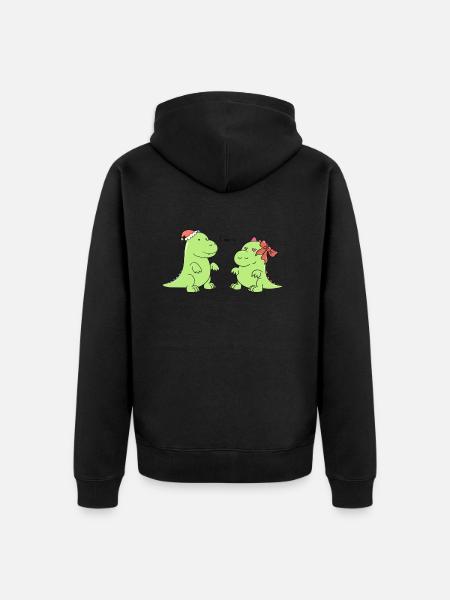little dinosaurs - I rawr and - Unisex Premium Organic Zip Hoodie - black