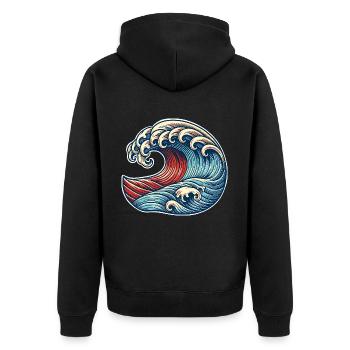Wave - Unisex Premium Organic Zip Hoodie - black - Back - Nico (187cm)