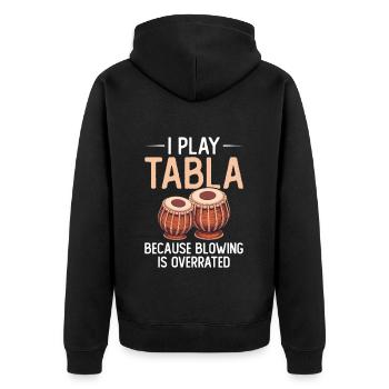 Ich Spiele Tabla, Weil Das Blasen Überbewertet - Unisex Premium Bio Zip Hoodie - Schwarz - Hinten - Nico (187cm)