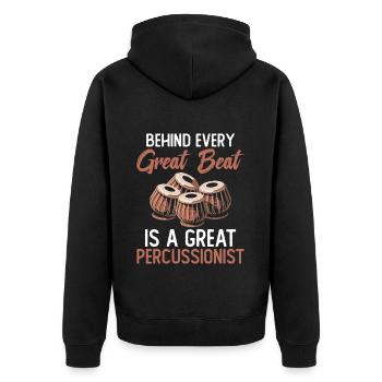 Behind every great beat is a great - Unisex Premium Organic Zip Hoodie - black - Back - Nico (187cm)