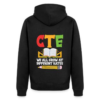 Cte – Wir Wachsen Alle In Unterschiedlichem Tempo - Unisex Premium Bio Zip Hoodie - Schwarz - Hinten - Nico (187cm)