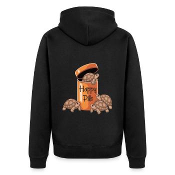 Pilules porte-bonheur couvertes de carapaces !, Tortue Sulcata - Veste à capuche bio Premium Unisexe - noir - Dos - Nico (187cm)