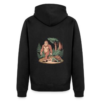 Bigfoot and his trusty Turtle - Unisex Premium Organic Zip Hoodie - black - Back - Nico (187cm)