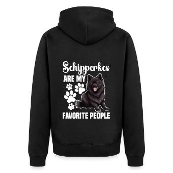 Schipperkes Sind Meine Lieblingsmenschen - Unisex Premium Bio Zip Hoodie - Schwarz - Hinten - Nico (187cm)