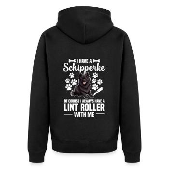 Ich Habe Einen Schipperke Natürlich Immer, Ich - Unisex Premium Bio Zip Hoodie - Schwarz - Hinten - Nico (187cm)