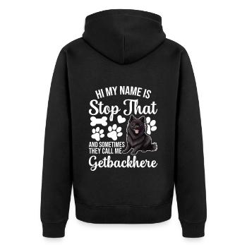 Hallo, Mein Name Ist, Dass Sie Mich Für Jeden - Unisex Premium Bio Zip Hoodie - Schwarz - Hinten - Nico (187cm)