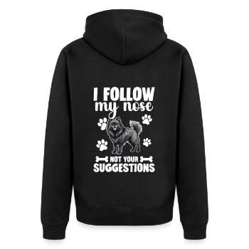 I follow my nose, not your suggestions - Unisex Premium Organic Zip Hoodie - black - Back - Nico (187cm)