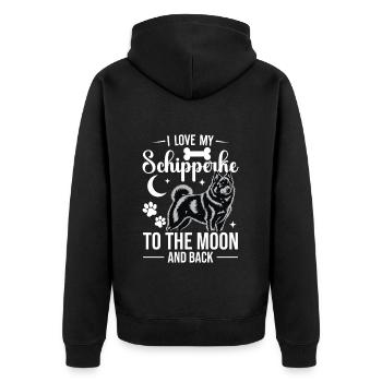 J’adore mon Schipperke to the moon et Backi - Veste à capuche bio Premium Unisexe - noir - Dos - Nico (187cm)