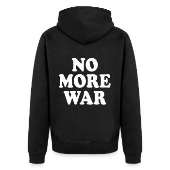 No more war - Unisex Premium Organic Zip Hoodie - black - Back - Nico (187cm)