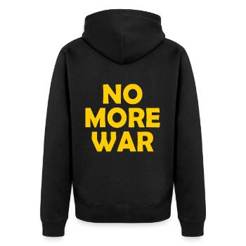 No more war - Unisex Premium Organic Zip Hoodie - black - Back - Nico (187cm)