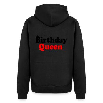 Birthday queen - Unisex Premium Bio Zip Hoodie - Schwarz - Hinten - Nico (187cm)