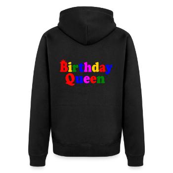 Birthday queen - Unisex Premium Bio Zip Hoodie - Schwarz - Hinten - Nico (187cm)