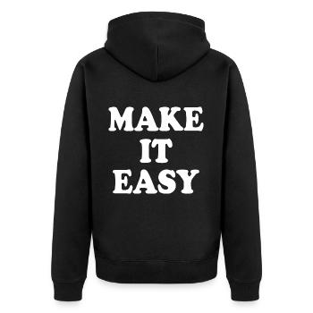 Make it easy - Unisex Premium Bio Zip Hoodie - Schwarz - Hinten - Nico (187cm)