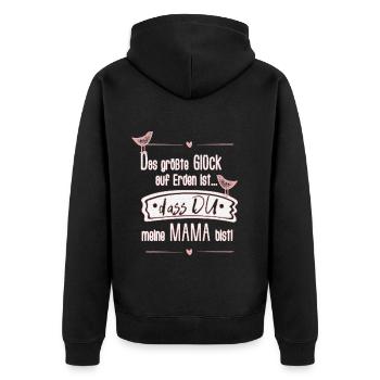 Muttertag Mama SabineVegan (Mit Struktur/Kontur) - Unisex Premium Bio Zip Hoodie - Schwarz - Hinten - Nico (187cm)