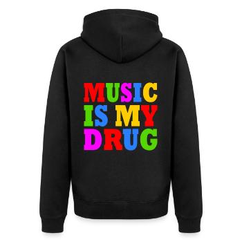 music is my drug - Veste à capuche bio Premium Unisexe - noir - Dos - Nico (187cm)